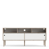 Rome TV Unit 2 Sliding Doors Oak and Matt White
