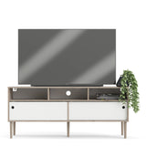 Rome TV Unit 2 Sliding Doors Oak and Matt White