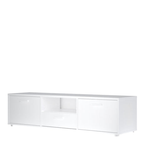 Media TV Unit with 2 Doors and 1 Drawer in White (147cm)
