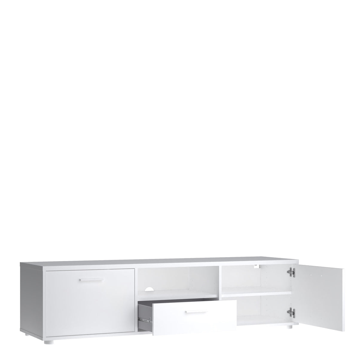 Media TV Unit with 2 Doors and 1 Drawer in White (147cm)