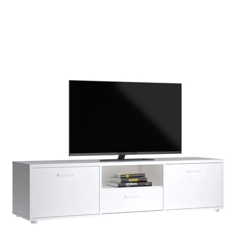 Media TV Unit with 2 Doors and 1 Drawer in White (147cm)