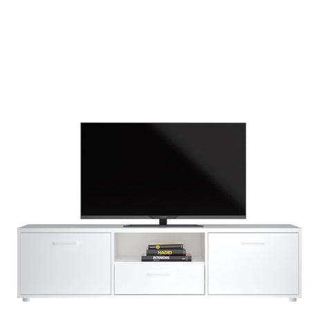 Media TV Unit with 2 Doors and 1 Drawer in White (147cm)