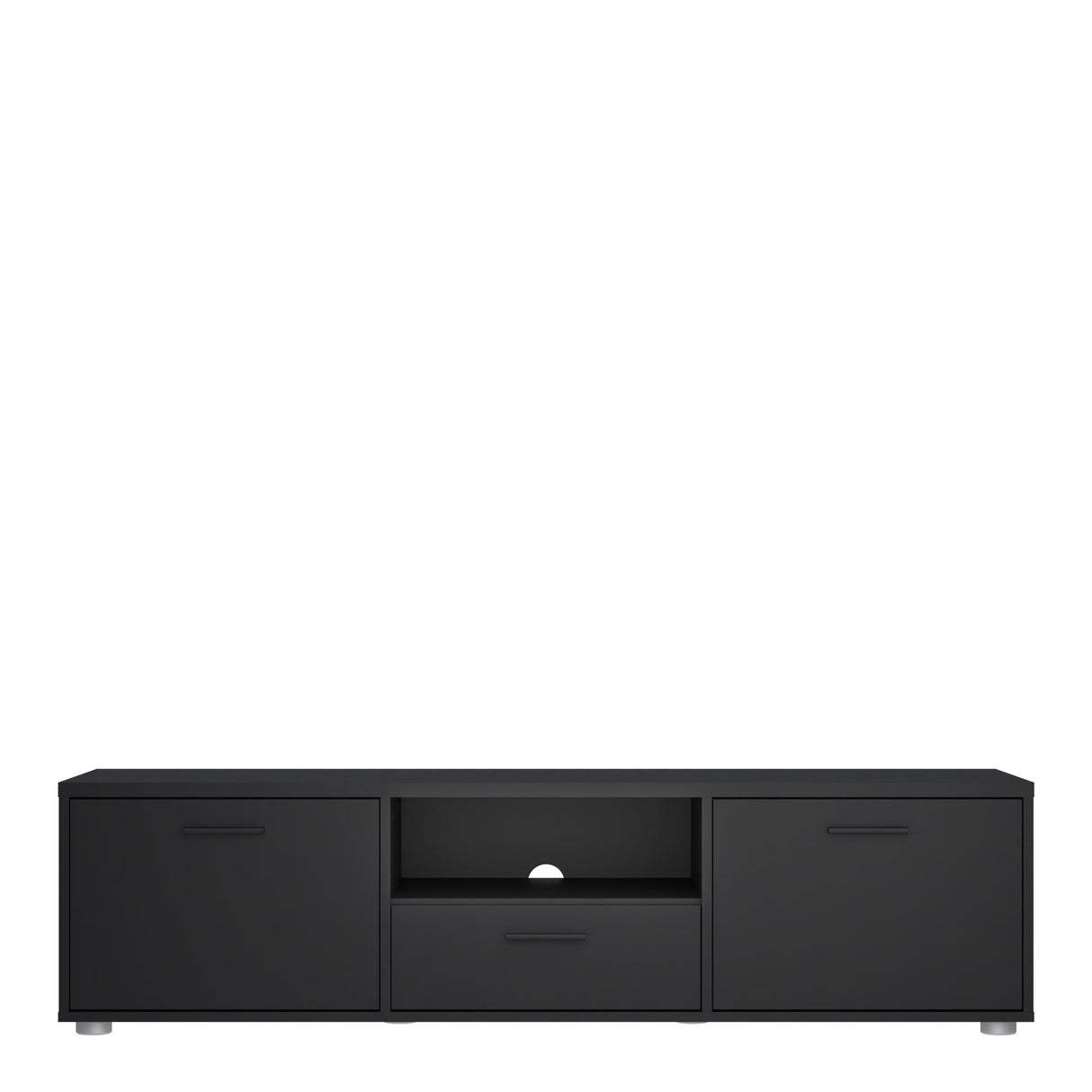 Media TV Unit with 2 Doors and 1 Drawer in Black (147cm)