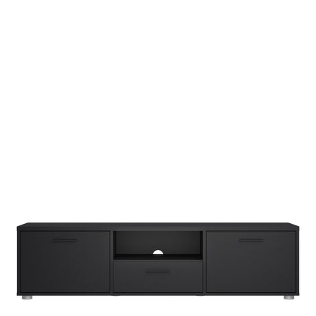 Media TV Unit with 2 Doors and 1 Drawer in Black (147cm)