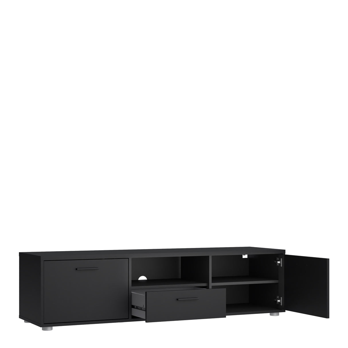 Media TV Unit with 2 Doors and 1 Drawer in Black (147cm)