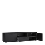 Media TV Unit with 2 Doors and 1 Drawer in Black (147cm)