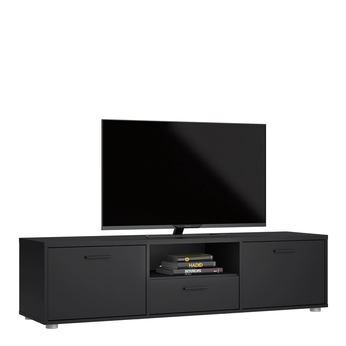 Media TV Unit with 2 Doors and 1 Drawer in Black (147cm)