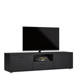Media TV Unit with 2 Doors and 1 Drawer in Black (147cm)
