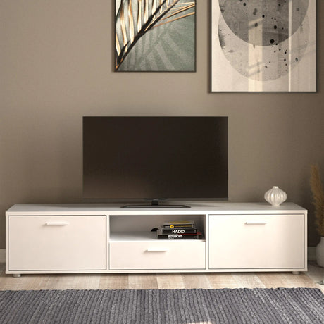 Media TV Unit with 2 Doors and 1 Drawer in White