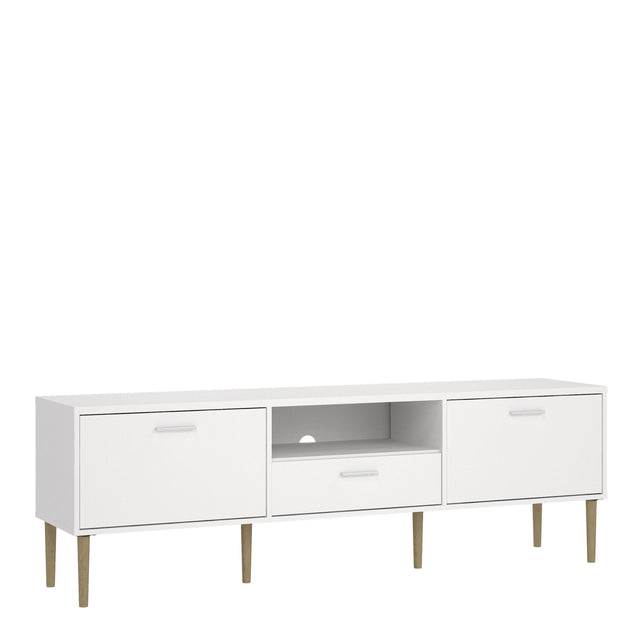 Media TV Unit with 2 Doors and 1 Drawer in White