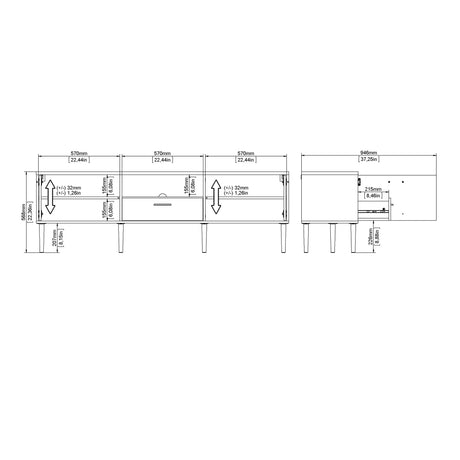 Media TV Unit with 2 Doors and 1 Drawer in White