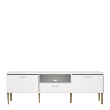 Media TV Unit with 2 Doors and 1 Drawer in White