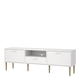 Media TV Unit with 2 Doors and 1 Drawer in White