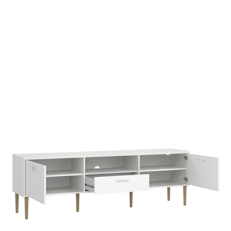 Media TV Unit with 2 Doors and 1 Drawer in White