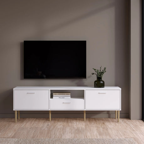 Media TV Unit with 2 Doors and 1 Drawer in White