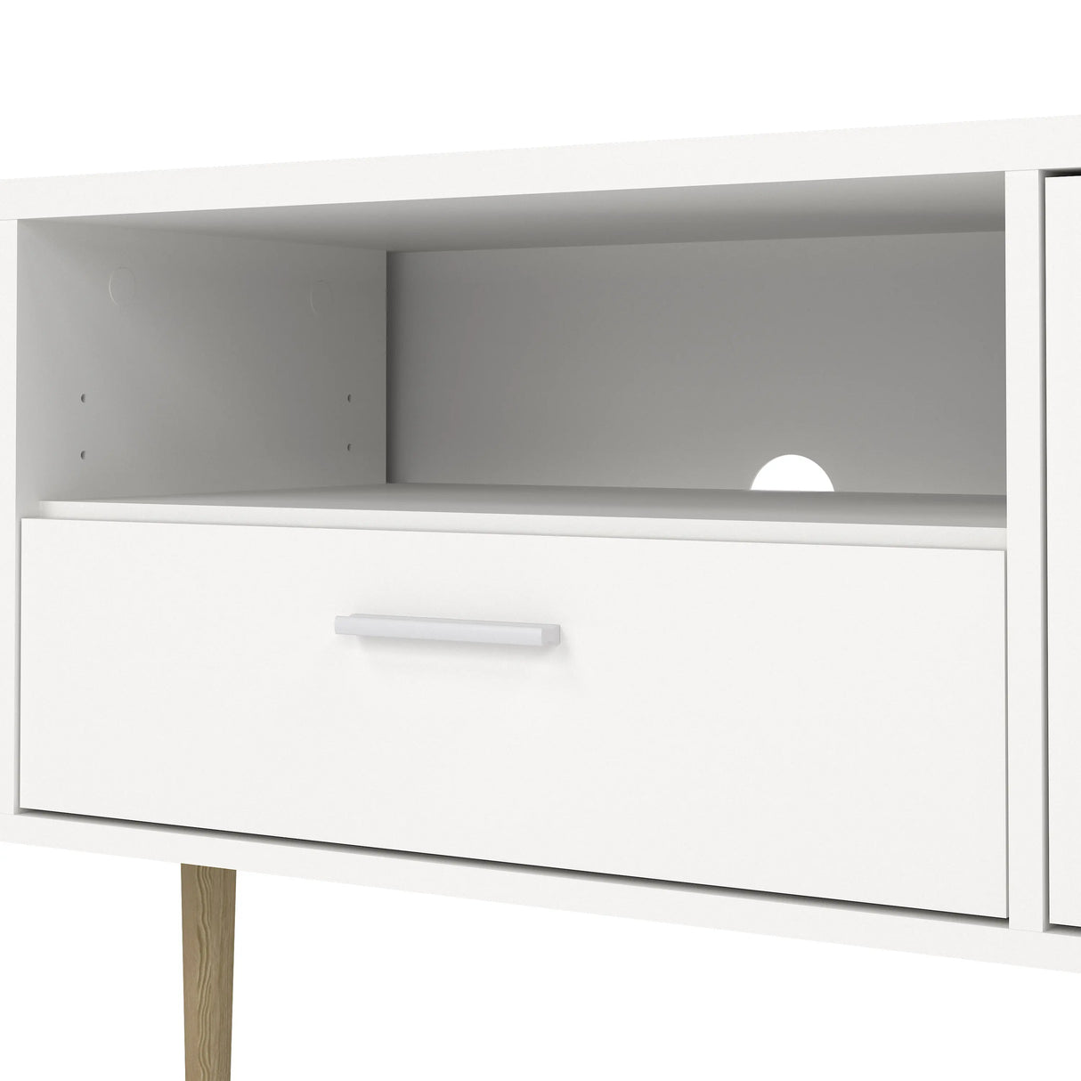 Media TV Unit with 2 Doors and 1 Drawer in White