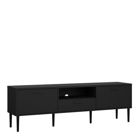 Media TV Unit with 2 Doors and 1 Drawer in Black