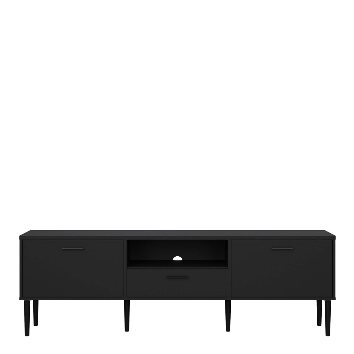 Media TV Unit with 2 Doors and 1 Drawer in Black