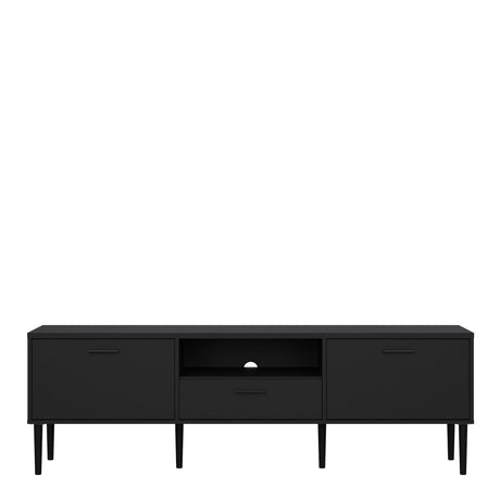 Media TV Unit with 2 Doors and 1 Drawer in Black