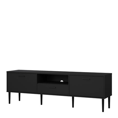 Media TV Unit with 2 Doors and 1 Drawer in Black