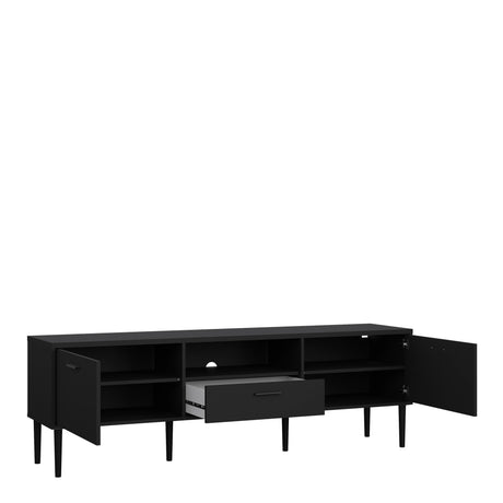 Media TV Unit with 2 Doors and 1 Drawer in Black