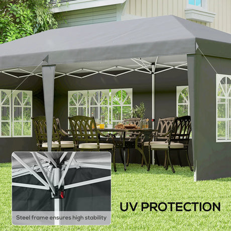 Outsunny 3 x 6m Pop-Up Gazebo, with Removable Walls - Grey
