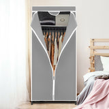 Double Canvas Wardrobe with Dust-proof Cover-Grey