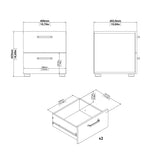 Dallas Nightstand with 2 Drawers in Dark Oak