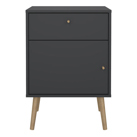 Cumbria Nightstand 1 Door + 1 Drawer Dark Grey