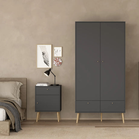 Cumbria Nightstand 1 Door + 1 Drawer Dark Grey