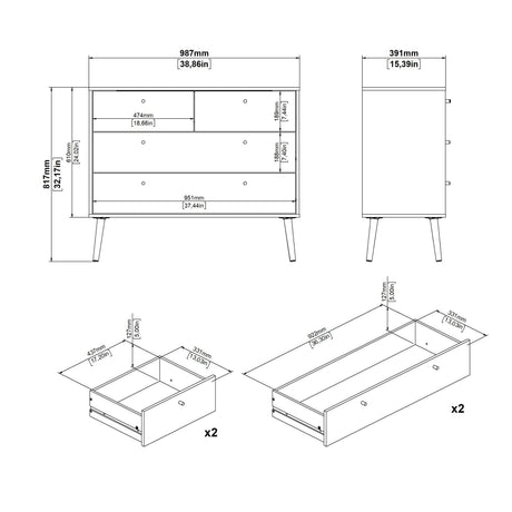 Cumbria Chest 2 + 2 Drawers White