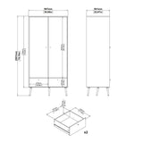 Cumbria Wardrobe with 2 Doors + 2 Drawers Dark Grey