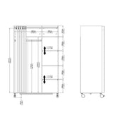 Uppsala Open Mobile Wardrobe Unit in White with a Beige Textile Curtain on Wheels