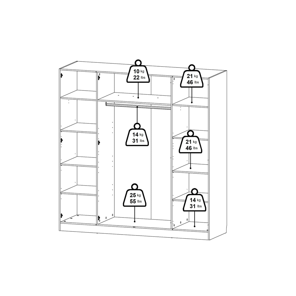 Brande Wardrobe with 4 Frame Doors in White