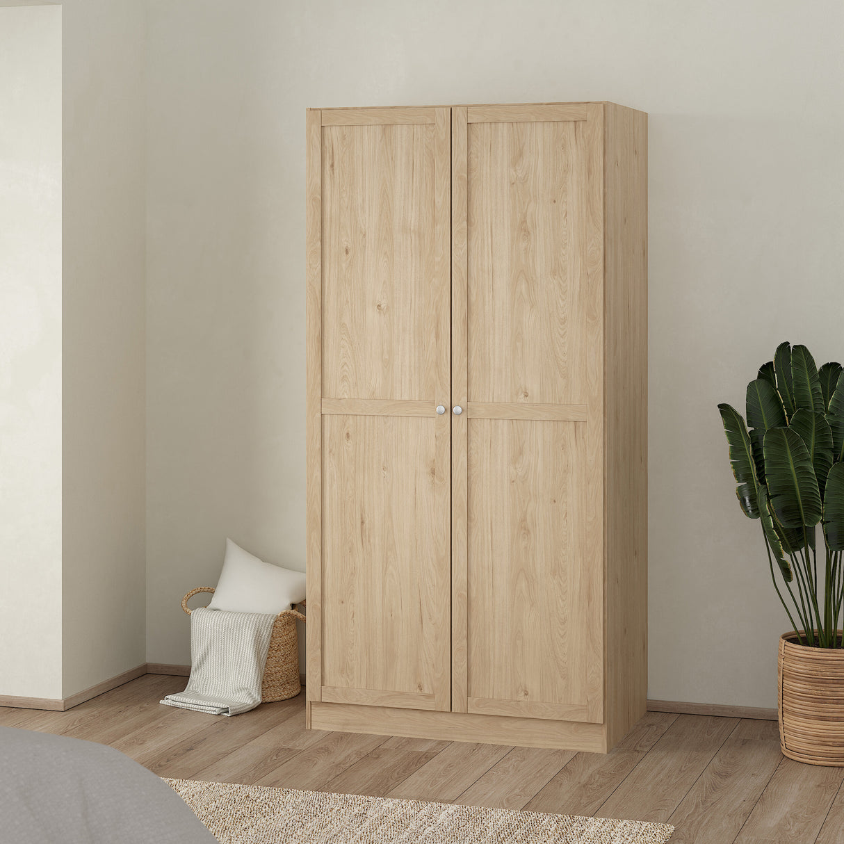 Brande Wardrobe with 2 frame doors in Jackson Hickory