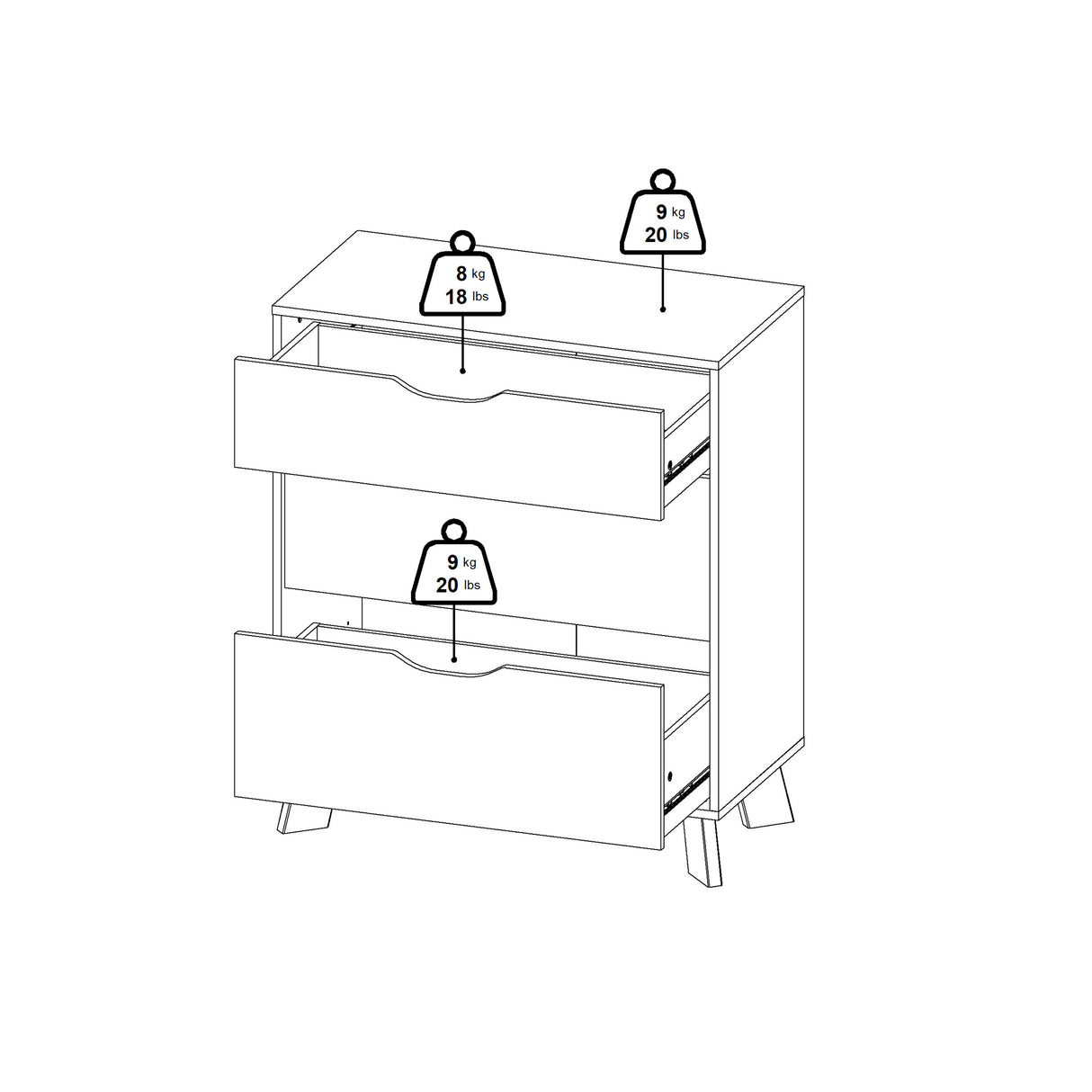 Ikast Chest 3 Drawers In Jackson Hickory and White