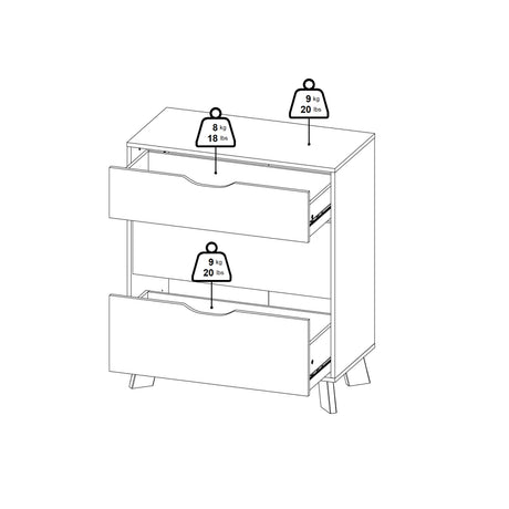 Ikast Chest 3 Drawers In Jackson Hickory and White