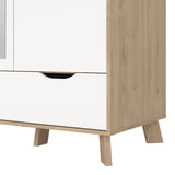 Ikast Wardrobe 3 Doors 2 Drawers with Mirror in Jackson Hickory and White