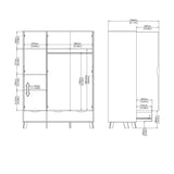 Ikast Wardrobe 3 Doors 2 Drawers with Mirror in Jackson Hickory and White