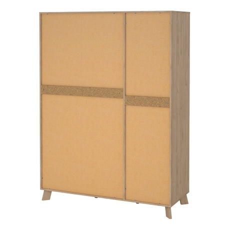 Ikast Wardrobe 3 Doors 2 Drawers with Mirror in Jackson Hickory and White