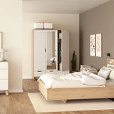 Ikast Wardrobe 3 Doors 2 Drawers with Mirror in Jackson Hickory and White