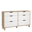 Ikast Double Dresser 6 Drawers in Jackson Hickory and White