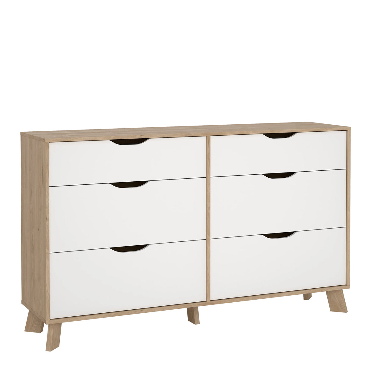Ikast Double Dresser 6 Drawers in Jackson Hickory and White