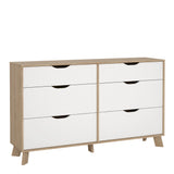 Ikast Double Dresser 6 Drawers in Jackson Hickory and White