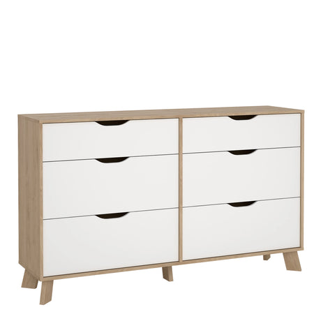 Ikast Double Dresser 6 Drawers in Jackson Hickory and White