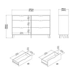 Ikast Double Dresser 6 Drawers in Jackson Hickory and White