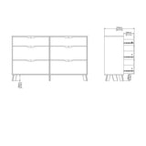 Ikast Double Dresser 6 Drawers in Jackson Hickory and White