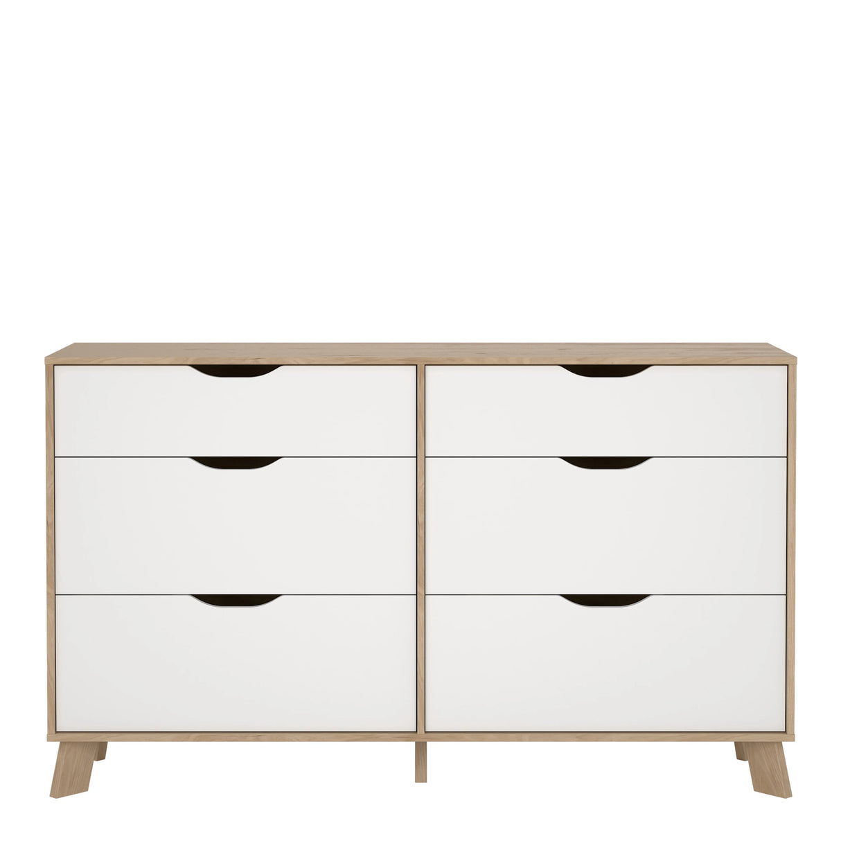 Ikast Double Dresser 6 Drawers in Jackson Hickory and White