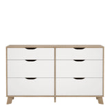 Ikast Double Dresser 6 Drawers in Jackson Hickory and White