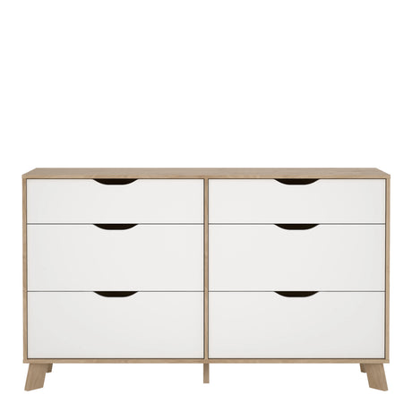 Ikast Double Dresser 6 Drawers in Jackson Hickory and White